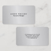 Trendy Stylish Modern Minimalist Silver Grey Visitekaartje (Voorkant / Achterkant)