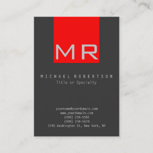Trendy Stylish Monogram Gray Red Visitekaartje