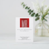 Trendy Stylish Monogram White Visitekaartje (Staand voorkant)