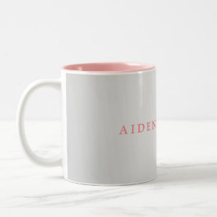 Trendy Stylish Name Minimalist Silver Gray Pink Tweekleurige Koffiemok