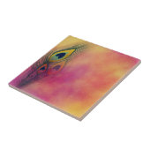 Trendy Stylish Peacock Feathers Tegeltje (Zijkant)