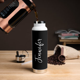 Trendy Stylish Script Name Black and White Womens Waterfles