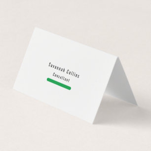 Trendy Stylish Simple Plain Green White Minimalist Visitekaartjes