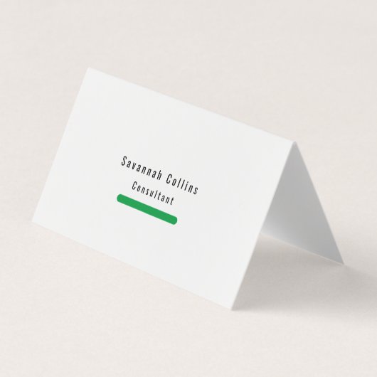 Trendy Stylish Simple Plain Green White Minimalist Visitekaartjes (Voorkant)