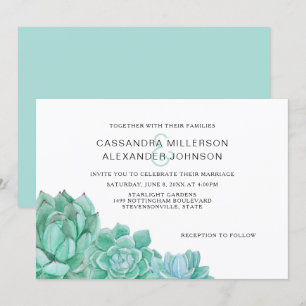 Trendy Succulent bruiloft, uitnodiging 3961