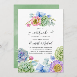 Trendy Succulent Floral Online Virtual Wedding Kaart