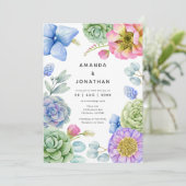 Trendy Succulent Floral Wedding Kaart (Staand voorkant)