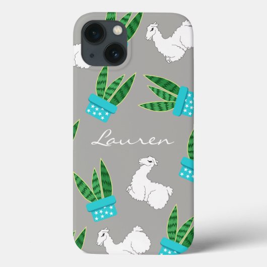 Trendy Succulents & Sleeping Llama | Gepersonalise Case-Mate iPhone Case (Achterkant)