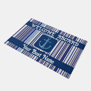 Trendy Summer Navy Blue Boat Stripes Collectie Deurmat