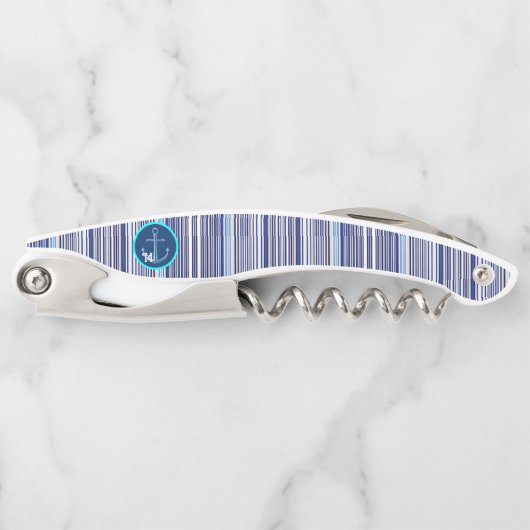 Trendy Summer Navy Blue Boat Stripes Collectie Kurkentrekker (Voorkant)