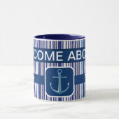 Trendy Summer Navy Blue Boat Stripes Collectie Mok (Midden)