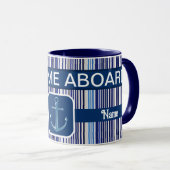 Trendy Summer Navy Blue Boat Stripes Collectie Mok (Voorkant rechts)