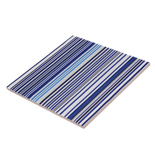 Trendy Summer Navy Blue Boat Stripes Collectie Tegeltje (Zijkant)
