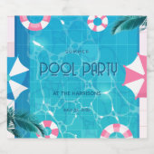 Trendy Summer Pool Party  Sparkling Wijnetiket (Enkel label)