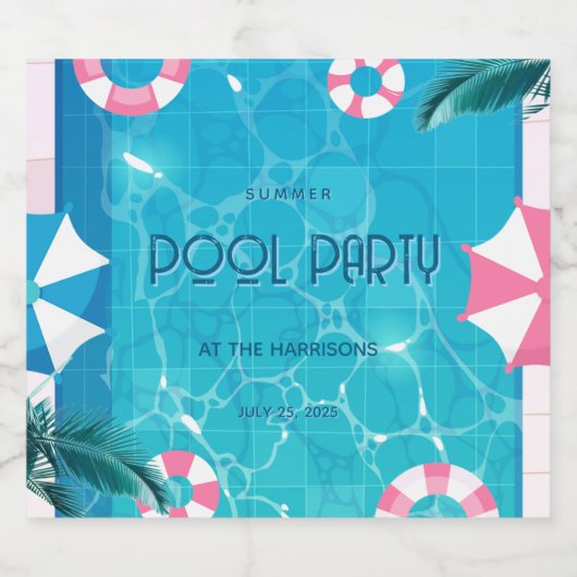 Trendy Summer Pool Party  Sparkling Wijnetiket (Enkel label)