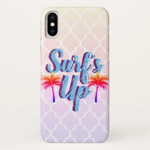 Trendy Surf Up Sunset Palm Trees iPhone X Hoesje