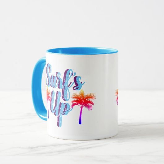Trendy Surf Up Sunset Palm Trees Mok (Voorkant links)