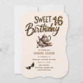 Trendy Sweet 16 Luipaardprint Theepartij Kaart (Voorkant)