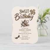 Trendy Sweet 16 Luipaardprint Theepartij Kaart (Staand voorkant)