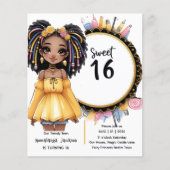 Trendy Sweet 16 Zwart Tiener Verjaardag Zwart Goud (Voorkant)