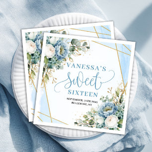 Trendy Sweet 16de Stofblauwe en Gouden Feestservie Servet