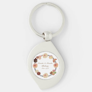 Trendy Sweets Bakery Waterverf Floral Business Sleutelhanger