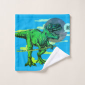 Trendy T Rex Dinosaurus gepersonaliseerd Bad Handdoek (Wasdoekje)