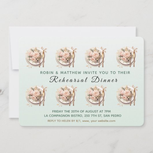 Trendy tafel de avond voor het repetitiediner kaart (Voorkant)