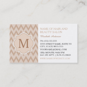 Trendy Tan Chevron Zigzag Monogram Hair Salon Visitekaartje