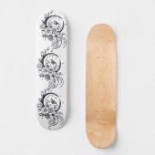 Trendy Tattoo Style Floral Crescent Moon Deck Skateboard (Voorkant)