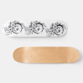 Trendy Tattoo Style Floral Crescent Moon Deck Skateboard (Horizontaal)
