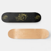 Trendy Tattoo Style Floral Crescent Moon Deck Skateboard (Horizontaal)