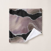 Trendy Taupe & Black Agate Silver Glitter Bad Handdoek (Wasdoekje)