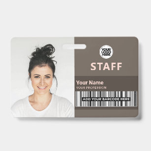 Trendy taupe bruine vrouwelijke zakelijke pasfoto badge