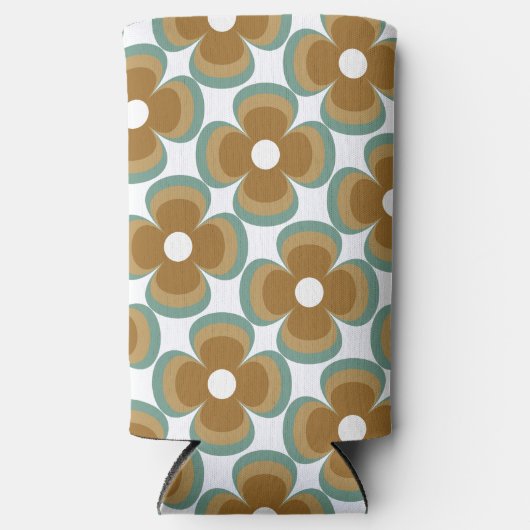 Trendy Teal Caramel Retro Groovy Flowers Seamless (Voorkant)