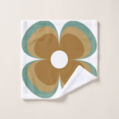 Trendy Teal Caramel Retro Groovy Flowers Seamless (Gant de toilette)