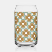 Trendy Teal Caramel Retro Groovy Flowers Seamless (Verso)
