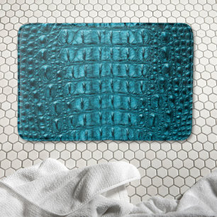 trendy teal turquoise aqua blue alligator print badmat