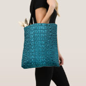 trendy teal turquoise aqua blue alligator print draagtas (Dichtbij)