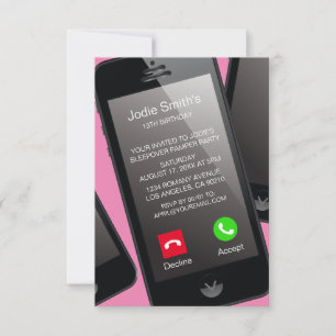 Trendy telefoon tiener meisjes verjaardagsfeestje kaart