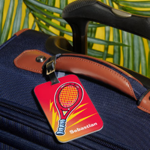 Trendy tennisracket met naam bagagelabel