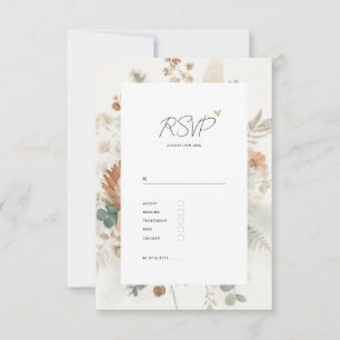 Trendy Terracotta Bloemen en Maaltijd Huwelijk RSVP Kaartje
