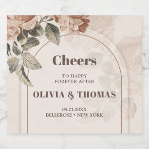 Trendy Terracotta bloemen salie bruin tinten boog Bier Etiket