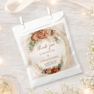 Trendy Terracotta bordeaux bloemen groen pampa's Bedankzakje