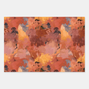 Trendy Terracotta Bruin Sinaasappel Abstract Patro Inpakpapier Vel