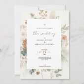 Trendy Terracotta Flowers Wedding Invitation (Devant)