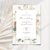 Trendy Terracotta Flowers Wedding Invitation