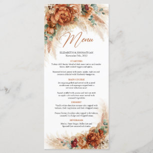 Trendy terracotta pampas graeucalyptus menu