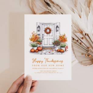 Trendy Thanksgiving Moving-aankondigingskaart Feestdagenkaart