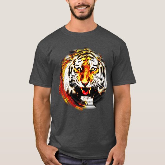 Trendy Tiger Head Modern Elegant Sjabloon T-shirt (Voorkant)